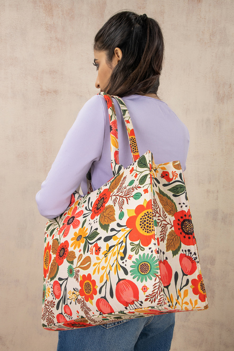 Bianca Original Canvas Bag-Beige Floral