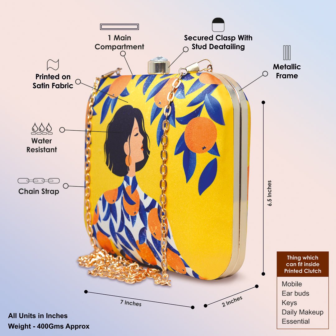 BIANCA-Orange Girl Printed Clutch