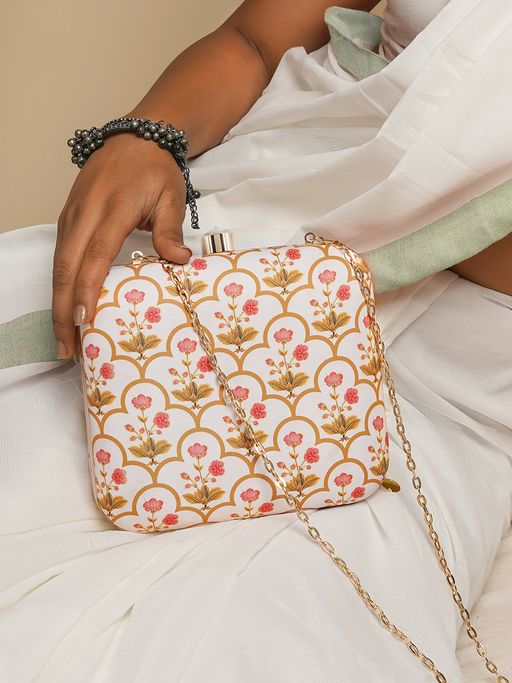 BIANCA-Golden Mughal Printed Clutch Bag
