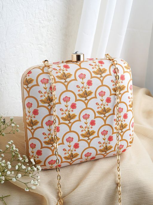 BIANCA-Golden Mughal Printed Clutch Bag