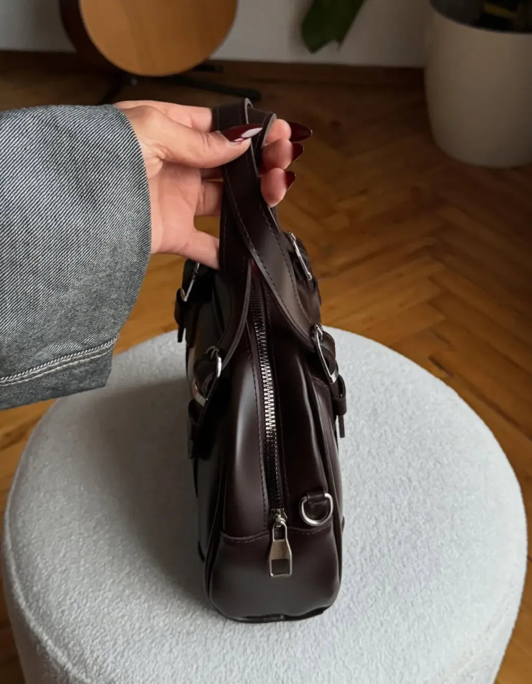 Bianca-Leather Cross body-MIST