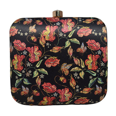 BIANCA-Black Floral Printed Clutch