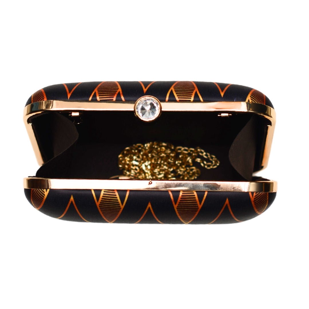 BIANCA-Black Gold Geometric Pattern Clutch