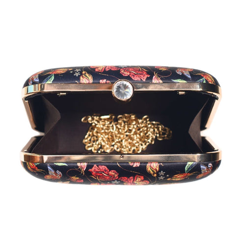 BIANCA-Black Floral Printed Clutch