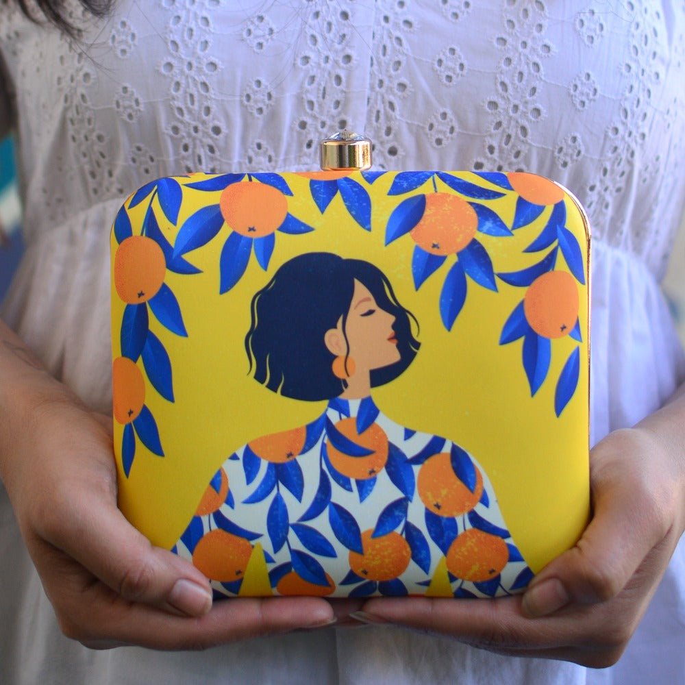 BIANCA-Orange Girl Printed Clutch